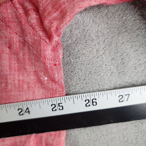 Mens Red Phil & Shark Yachting Shirt Button-Up 100% Linen Long Sleeve Size L - Picture 9 of 11